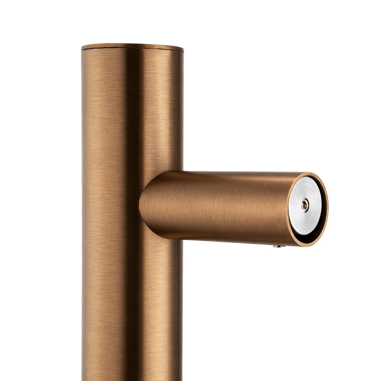 Round Vertical Brushed Copper Electric Heated Towel Rack Single Bar(with Timer)