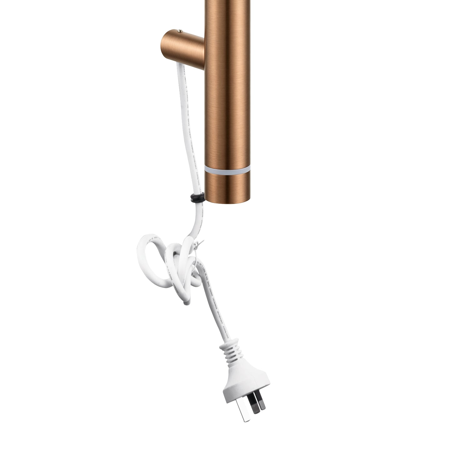 Round Vertical Brushed Copper Electric Heated Towel Rack Single Bar(with Timer)