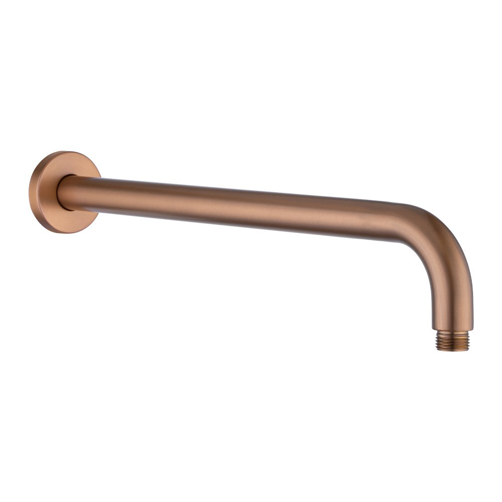 Round Brushed Copper Wall Straight Shower Arm 400mm