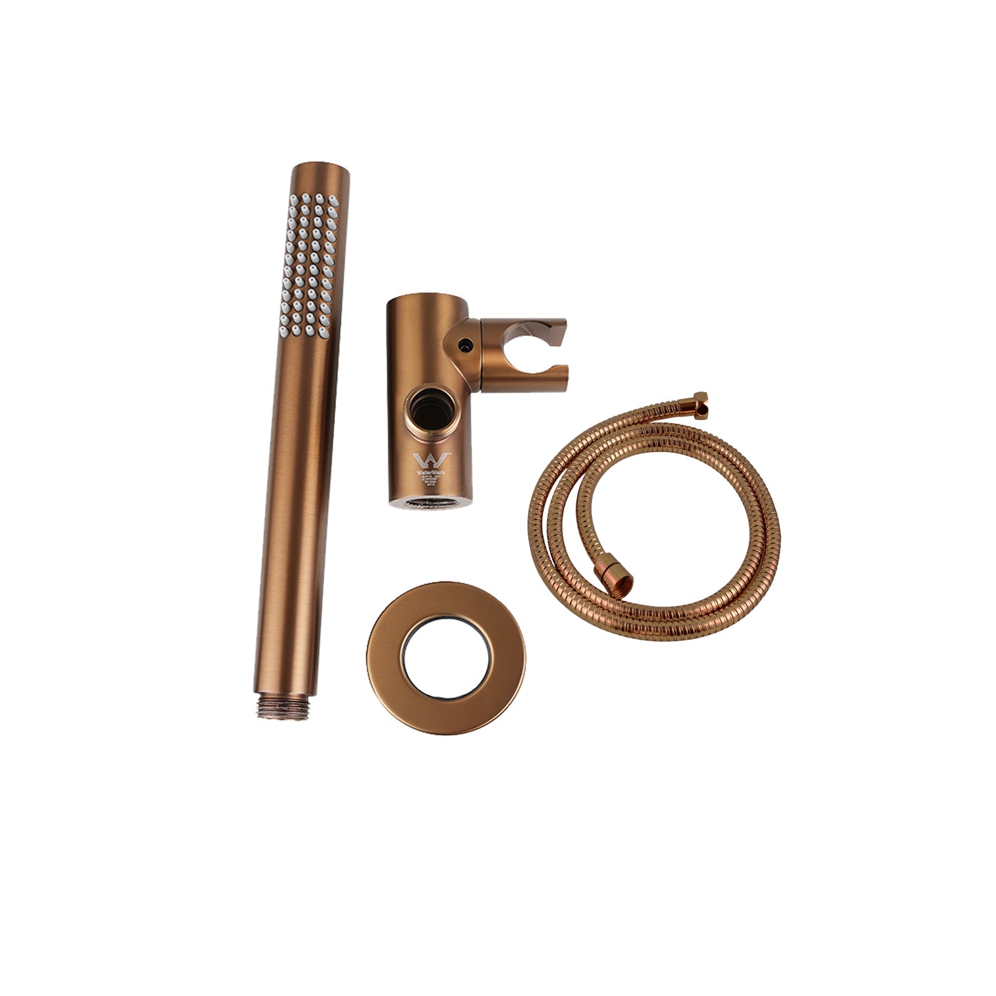 Round Brushed Copper Shower Rail with Handheld Shower(Stainless Steel Hose)