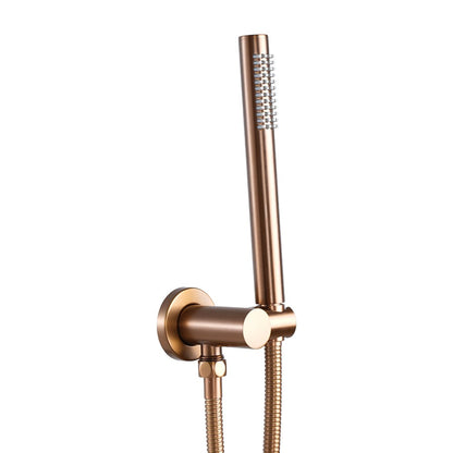 Round Brushed Copper Shower Rail with Handheld Shower(Stainless Steel Hose)