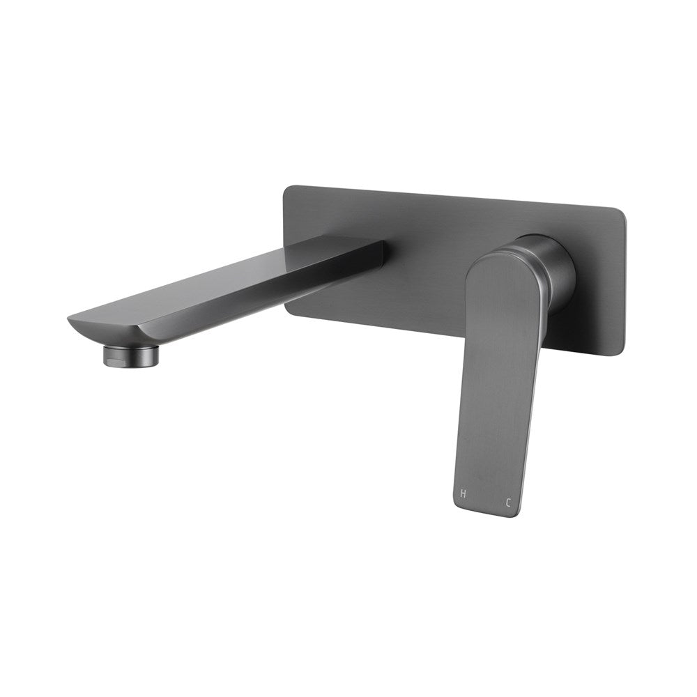 RUSHY Series Square Brushed Gun Metal Grey Wall Mixer with Spout(color up)(extension part)