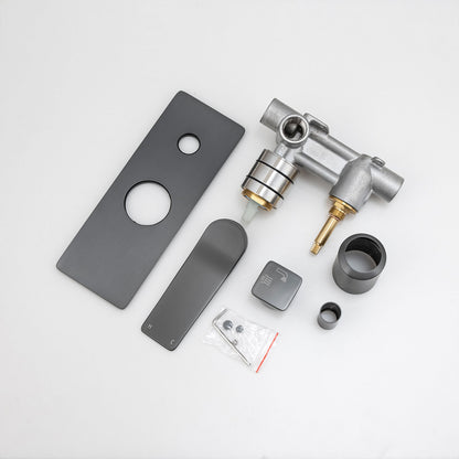 RUSHY Series Square Brushed Gun Metal Grey Wall Mixer With Diverter(color up)