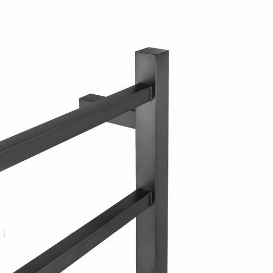 Square Brushed Gun Metal Grey Electric Heated Towel Rack 4 Bars
