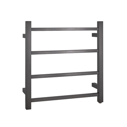 Square Brushed Gun Metal Grey Electric Heated Towel Rack 4 Bars