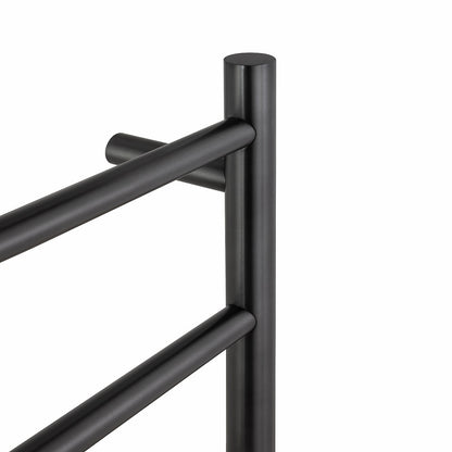 Round Brushed Gun Metal Grey Electric Heated Towel Rack 6 Bars