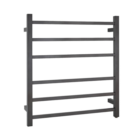 Square Brushed Gun Metal Grey Electric Heated Towel Rack 6 Bars