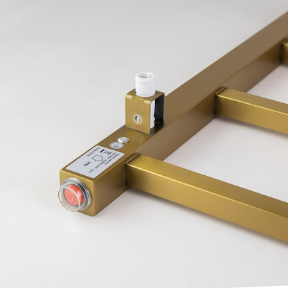 Square Brushed Brass Electric Heated Towel Rack 4 Bars