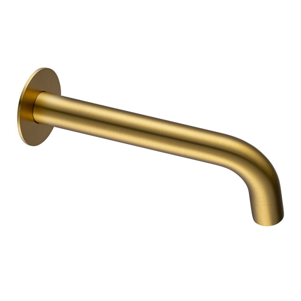 LUCID PIN Series Round Brushed Brass Bathtub/Basin Wall Spout(60mm Flat Back Plate)