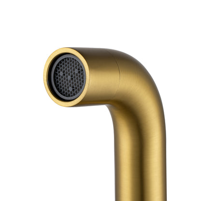 LUCID PIN Series Round Brushed Brass Bathtub/Basin Wall Spout(60mm Flat Back Plate)