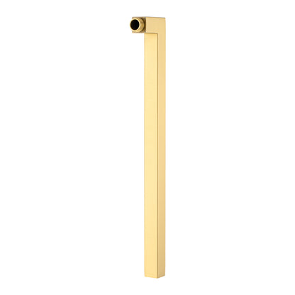 Square Brushed Brass Wall Mounted Shower Arm 400mm