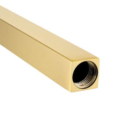 Square Brushed Brass Wall Mounted Shower Arm 400mm