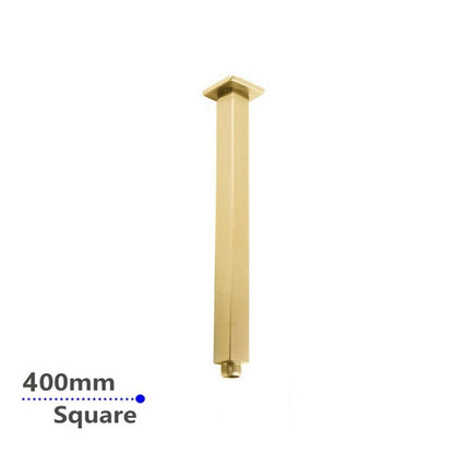 Square Brushed Brass Ceiling Shower Arm 400mm