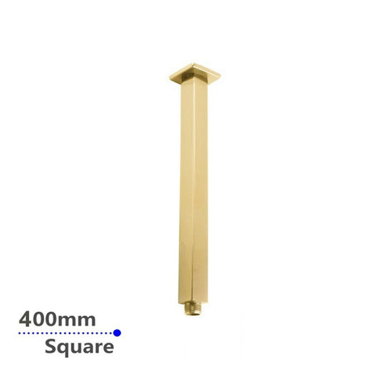 Square Brushed Brass Ceiling Shower Arm 400mm