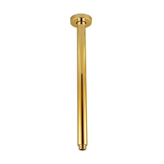 Round Brushed Brass Ceiling Shower Arm 400mm
