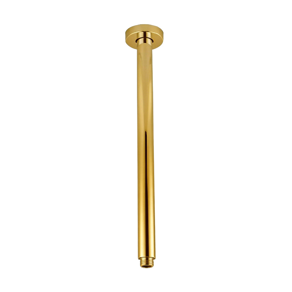 Round Brushed Brass Ceiling Shower Arm 400mm