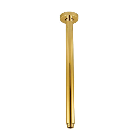 Round Brushed Brass Ceiling Shower Arm 400mm