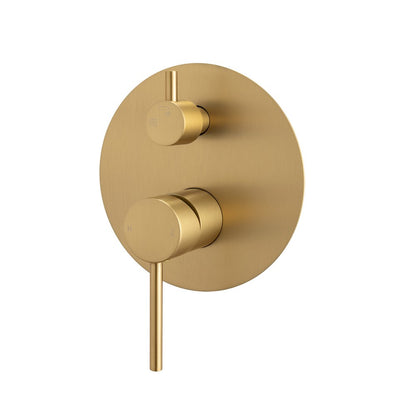 LUCID PIN Series Round Brushed Brass Wall Mixer with Diverter(color up)