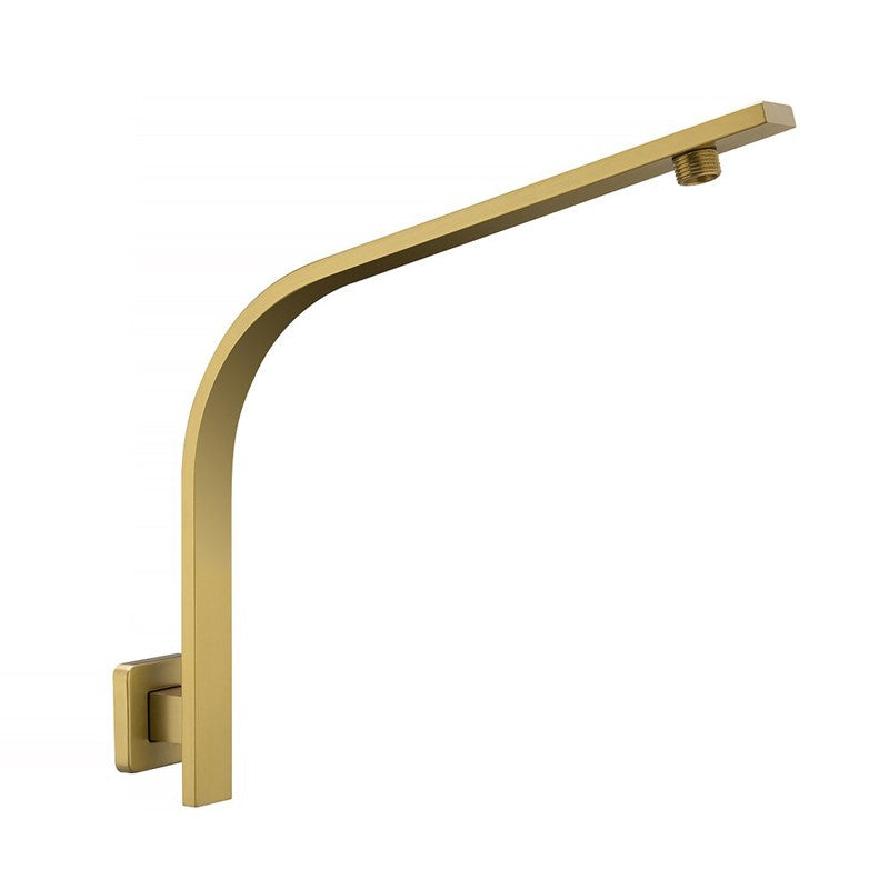 Square Brushed Brass Gooseneck Wall Mounted Shower Arm