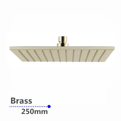 Square Brushed Brass Shower Head 250mm