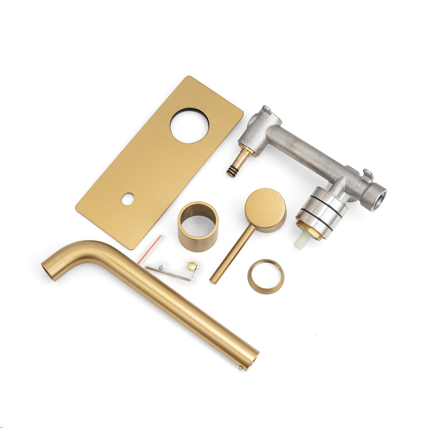 LUCID PIN Series Brushed Brass Wall Mixer With Spout(color up)