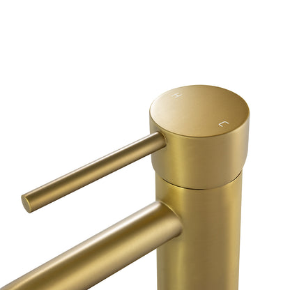 LUCID PIN Series Round Brushed Brass Basin Mixer