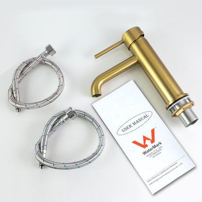 LUCID PIN Series Round Brushed Brass Basin Mixer