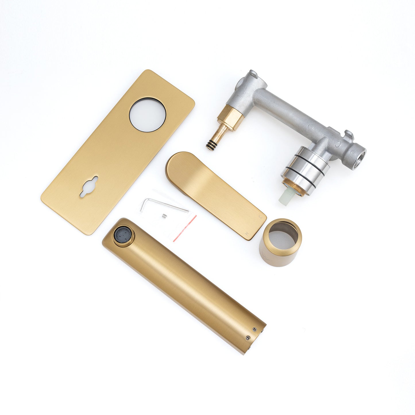 RUSHY Series Square Brushed Brass Wall Mixer with Spout(color up)(extension part)