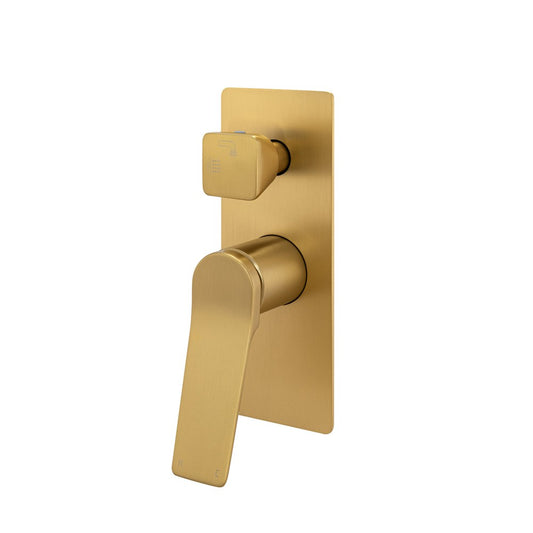RUSHY Series Square Brushed Brass Wall Mixer With Diverter(color up)