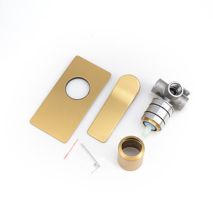 RUSHY Series Square Brushed Brass Wall Mixer(color up)