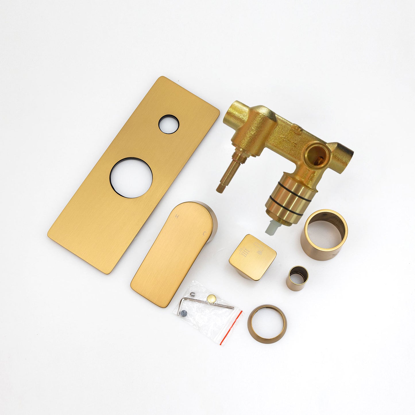 VOG Series Brushed Brass Wall Mixer with Diverter(color up)
