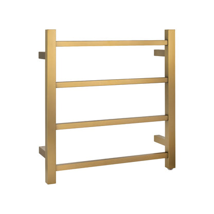 Square Brushed Brass Electric Heated Towel Rack 4 Bars