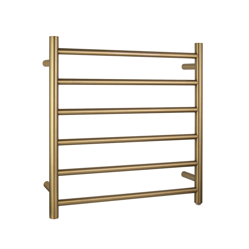 Round Brushed Brass Electric Heated Towel Rack 6 Bars