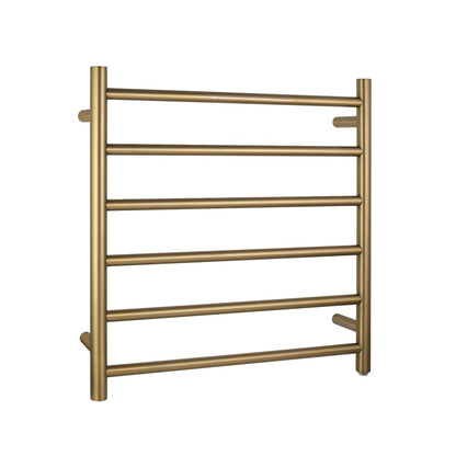 Round Brushed Brass Electric Heated Towel Rack 6 Bars
