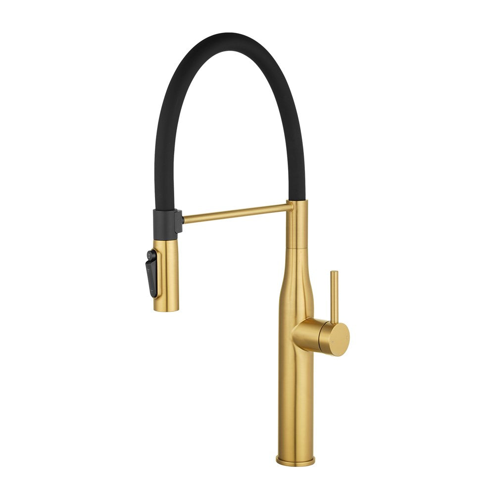 Brushed Brass Pull Out Kitchen Mixer