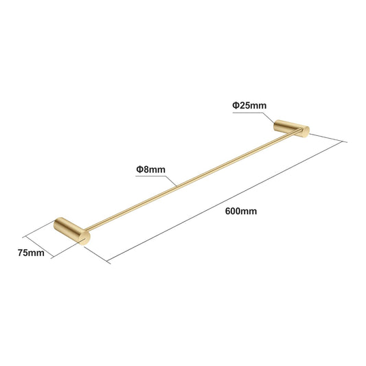 600mm Brushed Gold Pin Single Towel Rail | BUYG6201.TR