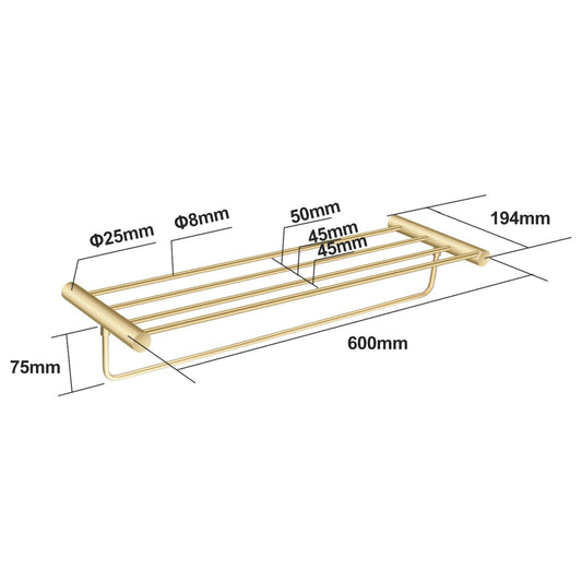 600mm Brushed Gold 4 Bar Towel Rack | BUYG6202.TR