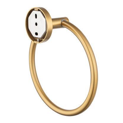 LUCID PIN Series Round Brushed Brass Towel Ring