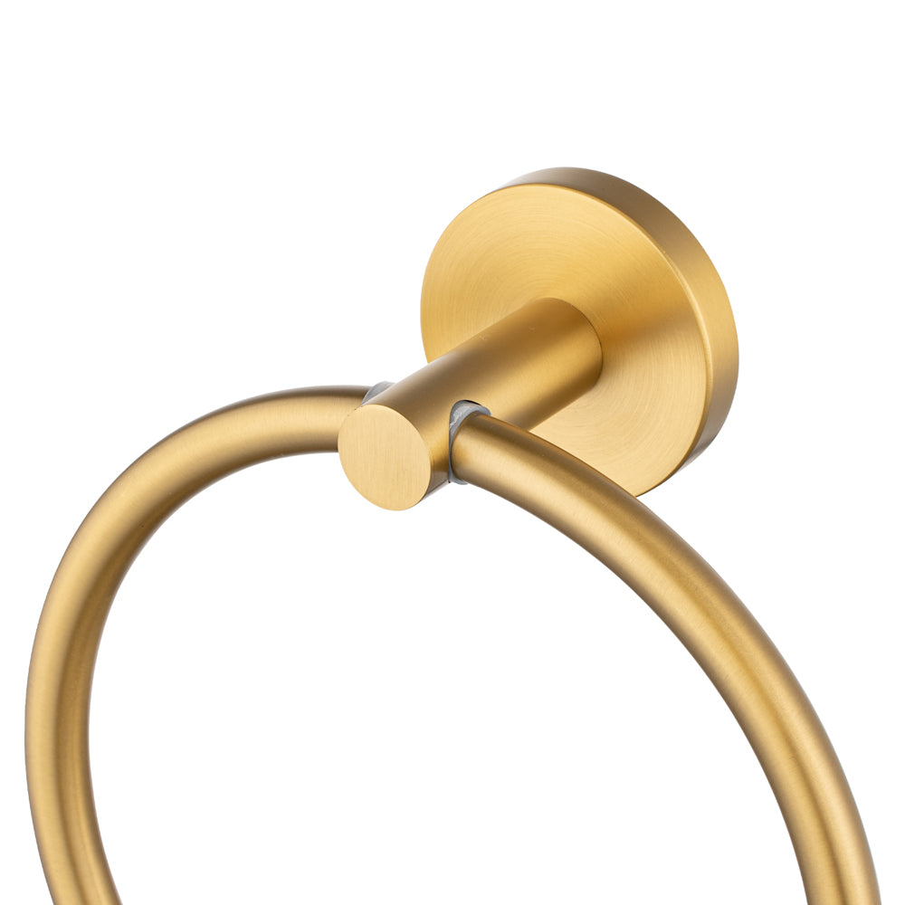 LUCID PIN Series Round Brushed Brass Towel Ring