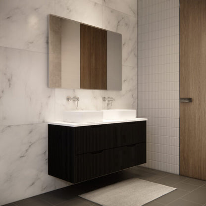 1200mm * Matt Black           * Fluted style          *  2 tiers                 4 Drawers                      * Wall Hung
