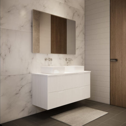 1200mm * Matt White            * Fluted style          *  2 tiers                 4 Drawers                      * Wall Hung