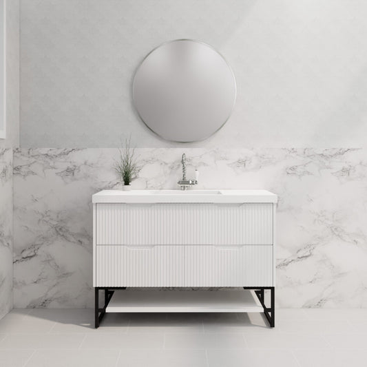 1200mm * Matt White            * Fluted style          *  2 tiers                 4 Drawers                      * Freestanding