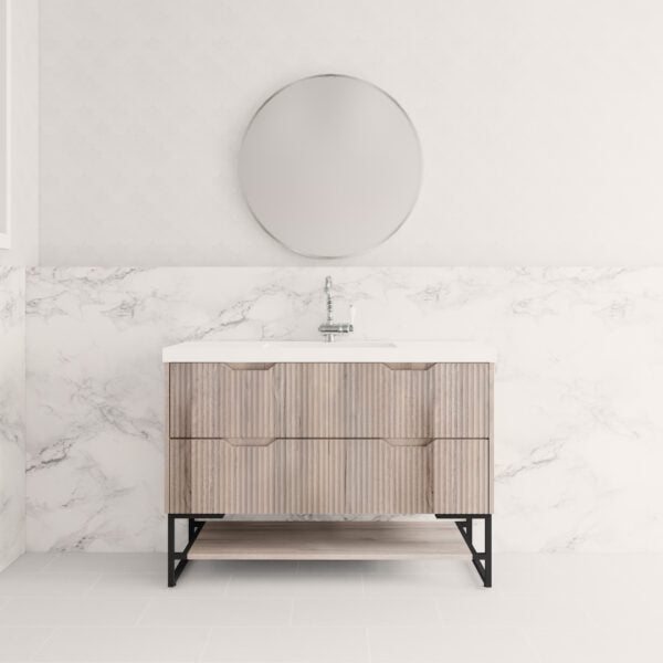 1200mm * White oak           * Fluted style          *  2 tiers                 4 Drawers                      * Freestanding