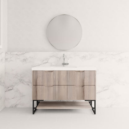 1200mm * White oak           * Fluted style          *  2 tiers                 4 Drawers                      * Freestanding