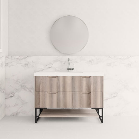 1200mm * White oak           * Fluted style          *  2 tiers                 4 Drawers                      * Freestanding