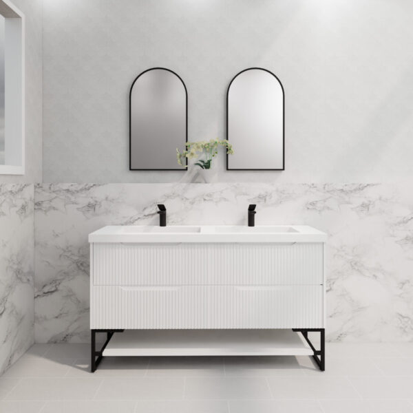 1500mm * Matt White            * Fluted style          *  2 tiers                 4 Drawers                      * Freestanding
