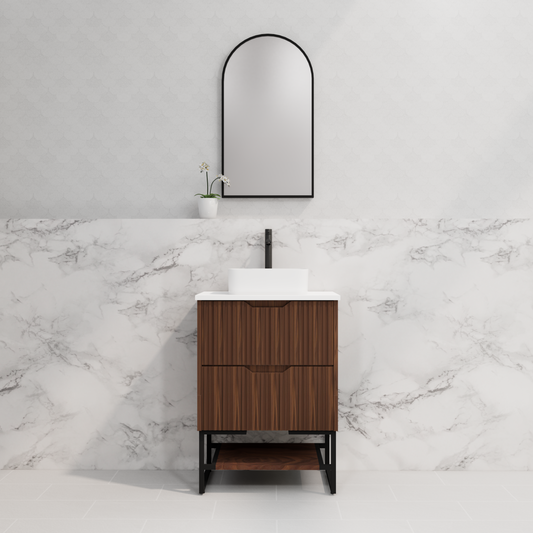 600mm Bali Freestanding Wall Hung Vanity - MDF - Brown oak