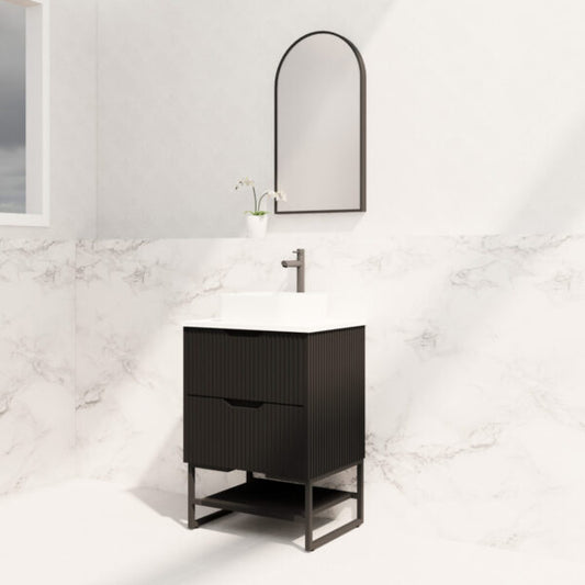 600mm Bali Freestanding Wall Hung Vanity - MDF - Matt black