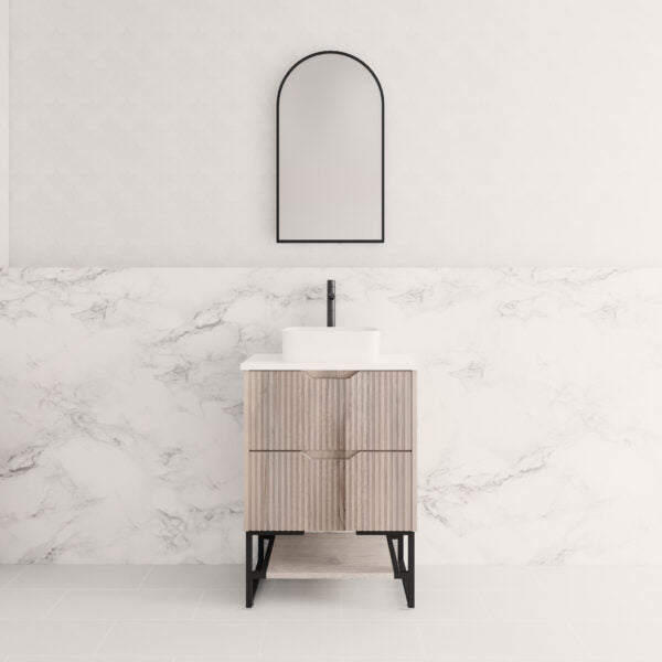 600mm * White oak   *Fluted style                        * 2 tiers                 2 Drawers                           *Freestanding
