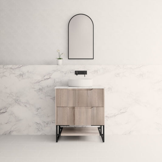 750mm Bali Freestanding Wall Hung Vanity - MDF - White oak